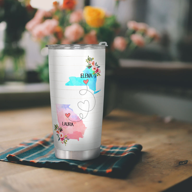 Long Distance Relationship Gifts - Personalized Custom Tumbler - Gift For Best Friend, Bestie, BFF