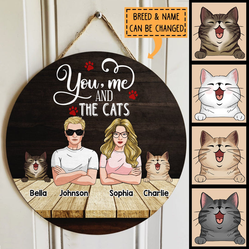 Pawzity Family Name Signs, Gifts For Cat Lovers, You Me And The Cats Custom Wooden Signs , Cat Mom Gifts