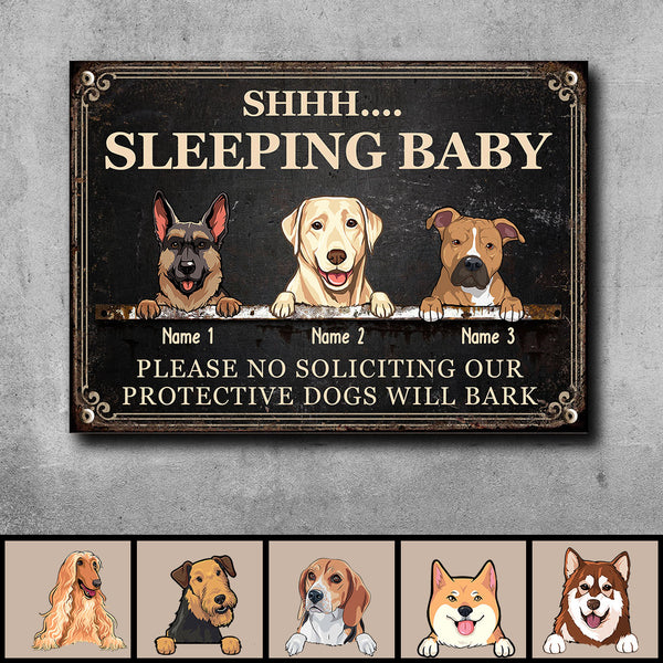 Pawzity Metal Yard Sign, Gifts For Dog Lovers, Please No Soliciting Protective Dogs Will Bark Vintage Signs