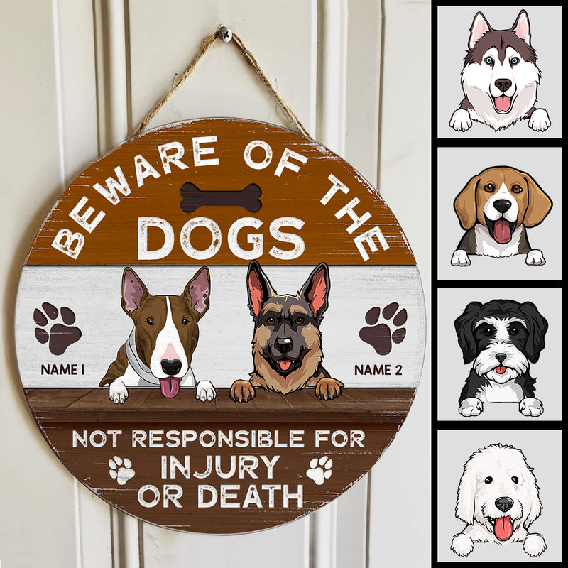 Pawzity Beware Of Dog Sign, Gifts For Dog Lovers, Not Responsible For Injury Or Death Red & Black Welcome Door Signs , Dog Mom Gifts