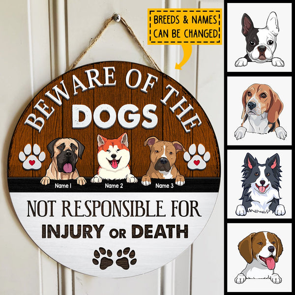 Pawzity Beware Of Dog Welcome Front Door Sign, Gifts For Dog Lovers, Not Responsible For Injury Or Death , Dog Mom Gifts