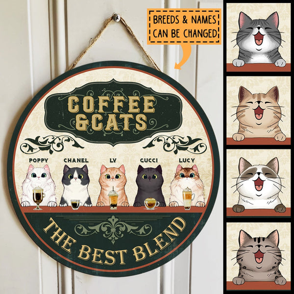 Pawzity Custom Wooden Signs, Gifts For Cat Lovers, Coffee & Cats The Best Blend, Personalized Housewarming Gifts , Cat Mom Gifts