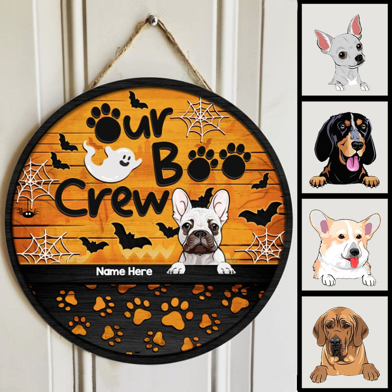 Halloween Our Boo Crew Welcome Door Signs, Halloween Decorations For Cat Lovers, Custom Wooden Signs , Cat Mom Gifts