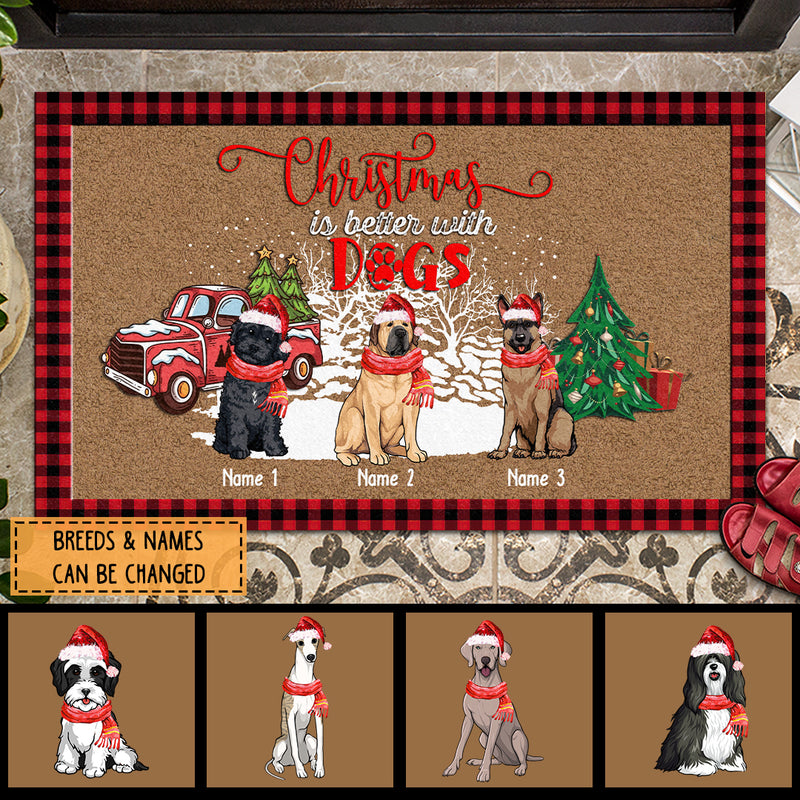 Christmas Personalized Doormat, Gifts For Dog Lovers, Christmas Is Better With Dogs Front Door Mat