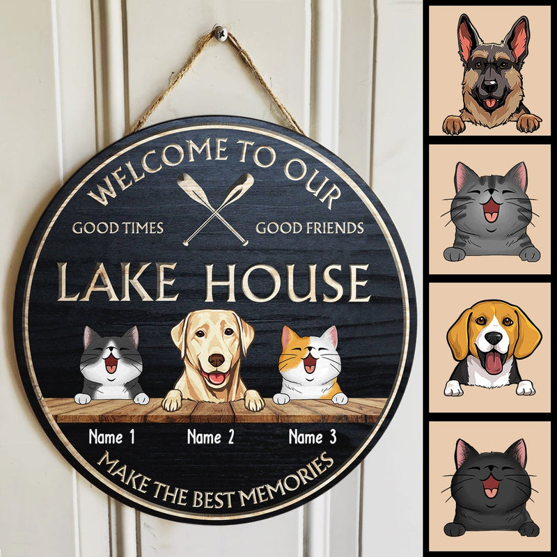 Pawzity Welcome To Our Lake House Signs, Gifts For Pet Lovers, Make The Best Moment Good Times Good Friends