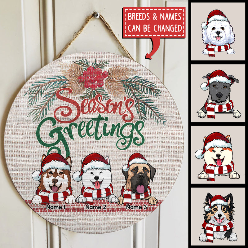 Christmas Door Decorations, Gifts For Dog Lovers, Season's Greeting Welcome Door Signs , Dog Mom Gifts