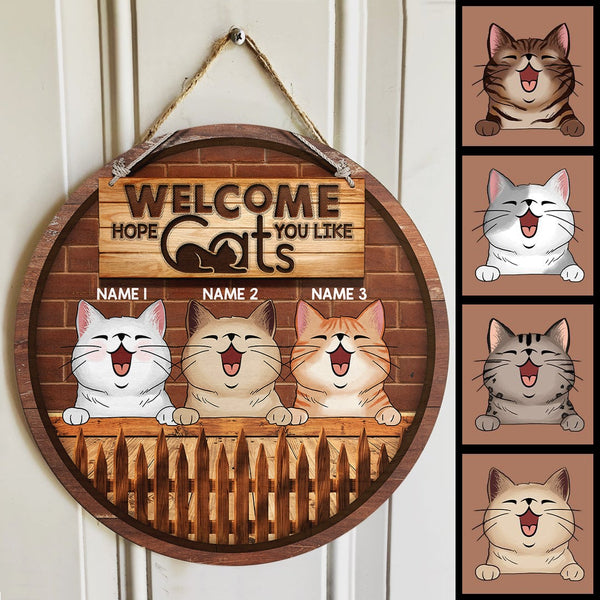 Pawzity Welcome Door Signs, Gifts For Cat Lovers, Hope You Like Cats , Cat Mom Gifts