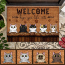 Pawzity Personalized Doormat, Gifts For Cat Lovers, Hope You Like Cats Brown Welcome Mat