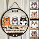 Pawzity Welcome-ish Custom Wood Signs, Gifts For Cat Lovers, Depends On How Much You Like Cats Welcome Door Signs , Cat Mom Gifts