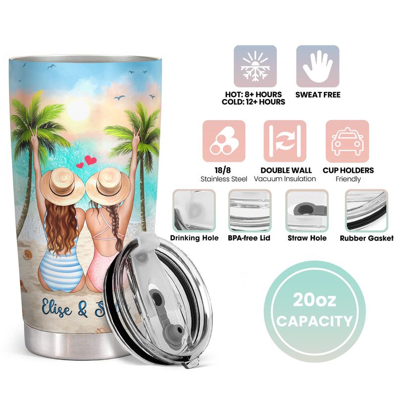 Unique Friendship Gifts - Birthday Gifts For Best Friend, Bestie - Personalized Beach Tumbler