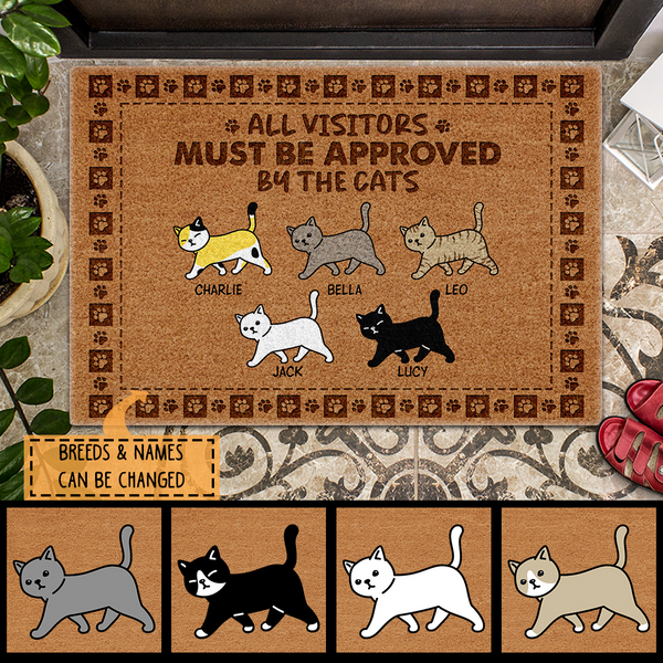 Pawzity Personalized Doormat, Gifts For Cat Lovers, All Visitors Must Be Approved By The Cats Outdoor Door Mat