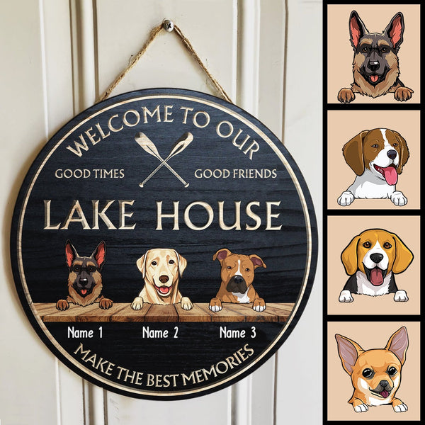 Pawzity Welcome To Our Lake House Signs, Gifts For Dog Lovers, Make The Best Moment Good Times Good Friends , Dog Mom Gifts