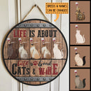 Pawzity Custom Wood Signs, Gifts For Cat Lovers, Life Is About Cute Cats And Good Wine, Personalized Housewarming Gifts , Cat Mom Gifts