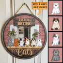 Pawzity Welcome Door Signs, Gifts For Cat Lovers, Life Is Better With Cats , Cat Mom Gifts
