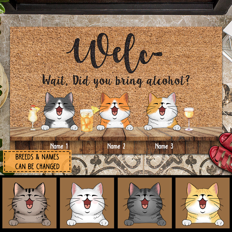 ﻿Pawzity Welcome Mat, Gifts For Cat Lovers, Welc- Wait Did You Bring Alcohol Outdoor Door Mat