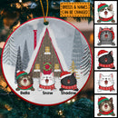 Personalised Cat Front House Snowy Circle Ceramic Ornament - Personalized Cat Lovers Decorative Christmas Ornament