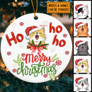 Ho Ho Ho - Merry Christmas - White Background - Personalized Cat Christmas Ornament