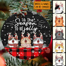 Tis The Season To Be Jolly - Red Plaid Tablecloth - Personalized Cat Christmas Ornament