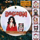 Dog Mom - Winter Girl And Dogs - Personalized Dog Christmas Ornament
