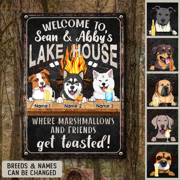 Pawzity Metal Lake House Sign, Gifts For Dog Lovers, Where Marshmallows And Friends Get Toasted Welcome Signs
