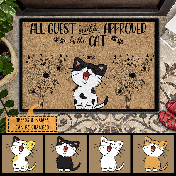 ﻿Pawzity Personalized Doormat, Gifts For Cat Lovers, All Guests Must Be Approved By The Cats Outdoor Door Mat
