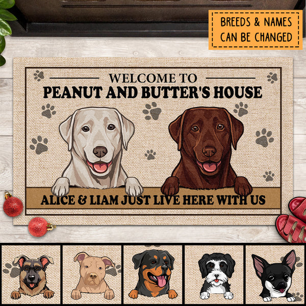 Pawzity Personalized Doormat, Gifts For Dog Lovers, Welcome To The Dog's House Beige Front Door Mat