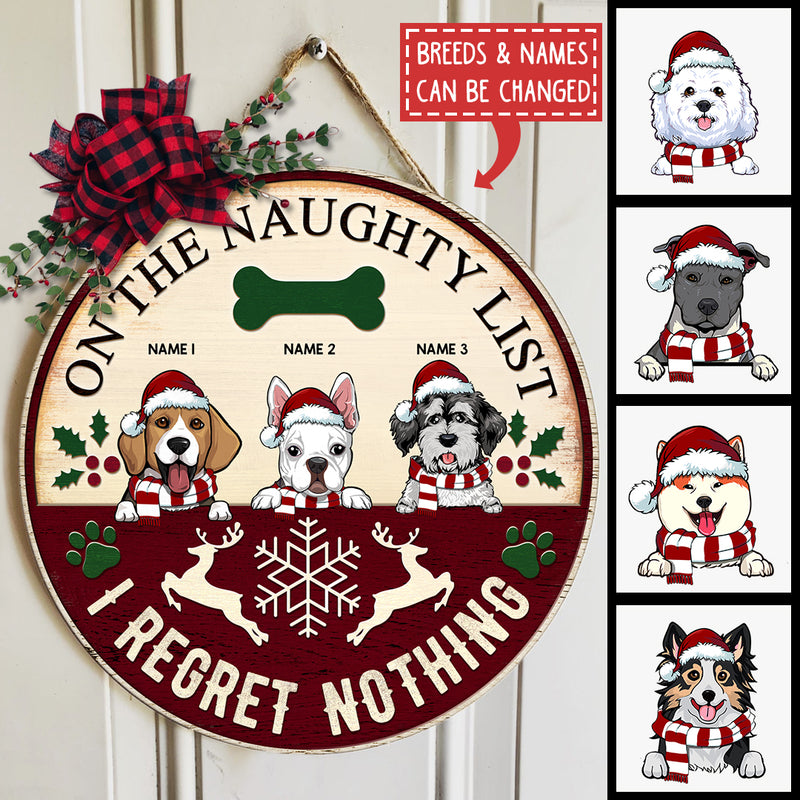 Christmas Welcome Door Sign, Gift For Dog Lovers, On The Naughty List We Regret Nothing Funny Signs , Dog Mom Gifts