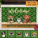 St. Patrick's Day Personalized Doormat, Gifts For Pet Lovers, Welcome  Shamrocks Holiday Doormat