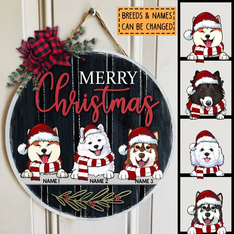Christmas Door Decorations, Gifts For Dog Lovers, Merry Christmas Black Wooden Welcome Door Signs , Dog Mom Gifts