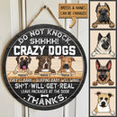 Pawzity Funny Warning Signs, Gifts For Dog Lovers, Do Not Knock Shhhh Crazy Dogs Custom Wood Signs , Dog Mom Gifts