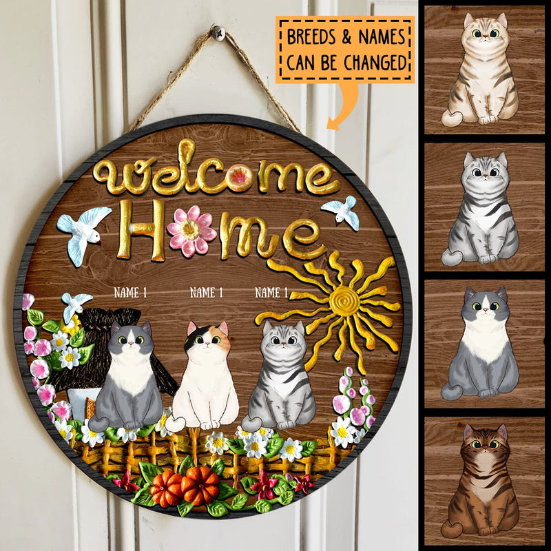 Pawzity Welcome Home Signs, Gifts For Cat Lovers, Cat At Garden Custom Wooden Signs , Cat Mom Gifts