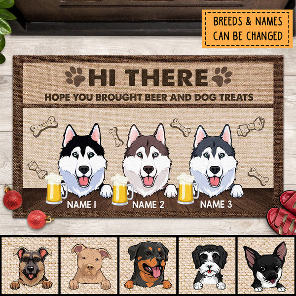 Pawzity Custom Doormat, Gifts For Dog Lovers, Hi There Hope You Brought Beer And Dog Treats Front Door Mat