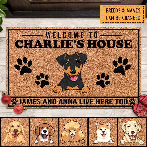 Pawzity Outdoor Door Mat, Gifts For Dog Lovers, Welcome To The Dogs' House Personalized Doormat