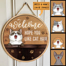Pawzity Welcome Door Signs, Gifts For Cat Lovers, Hope You Like Cat Hair , Cat Mom Gifts