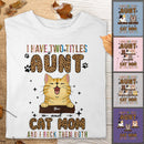 I Have 2 Titles Aunt And Cat Mom - Leopard Print - Personalized Cat T-shirt