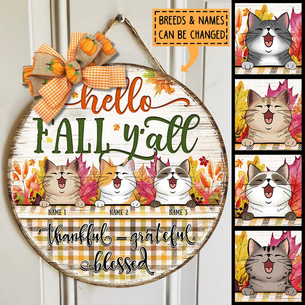 Pawzity Fall Welcome Door Signs, Fall Gifts For Cat Lovers, Welcome Sign For Front Door , Cat Mom Gifts