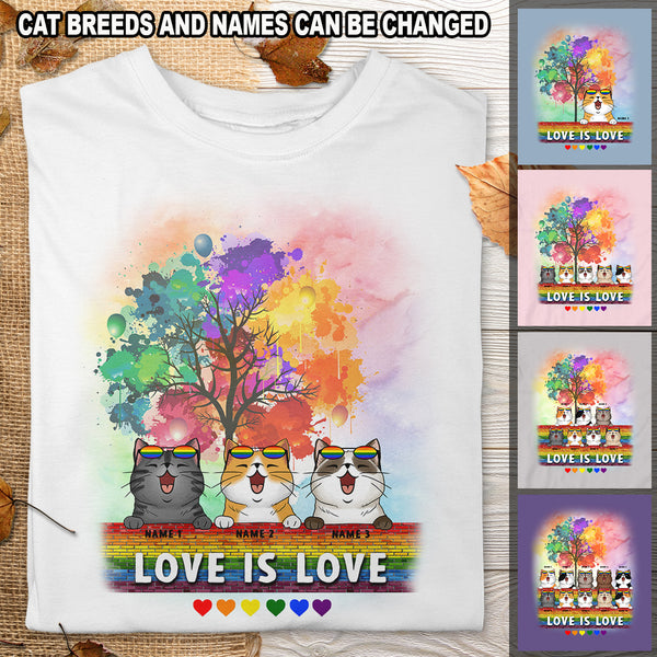 Love Is Love - LGBT Tree - Personalized Cat T-shirt