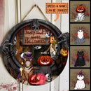 Halloween Trick Or Treat Welcome Door Signs, Scary Peeking Custom Wooden Signs, Happy Halloween Gifts For Cat Lovers , Cat Mom Gifts