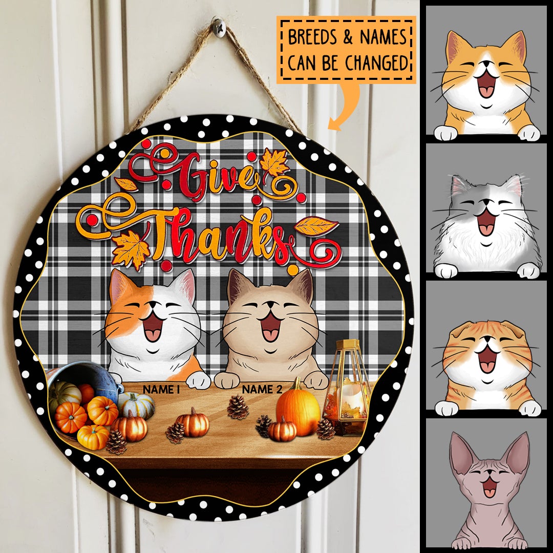 Thanksgiving Welcome Signs, Fall Gifts For Cat Lovers, White Plaid Cus