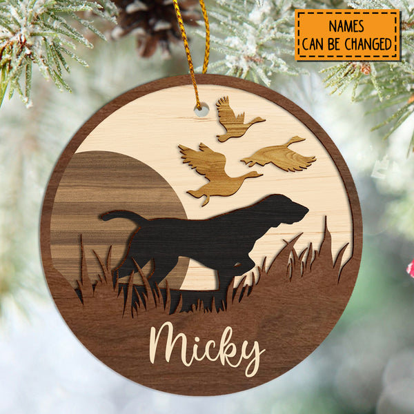 Personalised Hunting Labrador Wooden Circle Ceramic Ornament - Personalized Dog Lovers Decorative Christmas Ornament