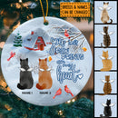You Left Paw Prints On My Heart Circle Ceramic Ornament - Personalized Angel Cat Lovers Decorative Christmas Ornament