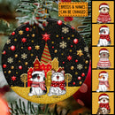 Cats Standings On Gold Glitter Land - Personalized Cat Christmas Ornament