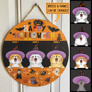 Halloween Welcome Sign For Front Door, Happy Halloween Gifts For Cat Lovers, Custom Wooden Signs , Cat Mom Gifts