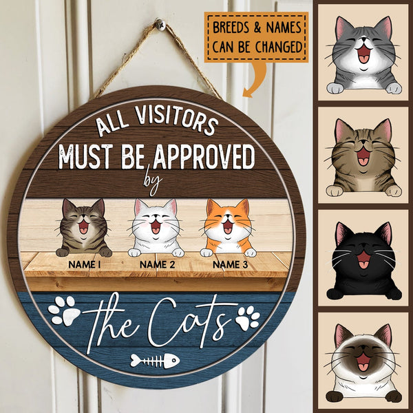 Pawzity Custom Wood Signs, Gifts For Cat Lovers, All Visitors Must Be Approved By The Cats Funny Signs , Cat Mom Gifts