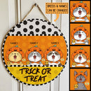 Halloween Trick Or Treat Signs, Halloween Decorations For Cat Lovers, Polka Dots Welcome Sign For Front Door , Cat Mom Gifts