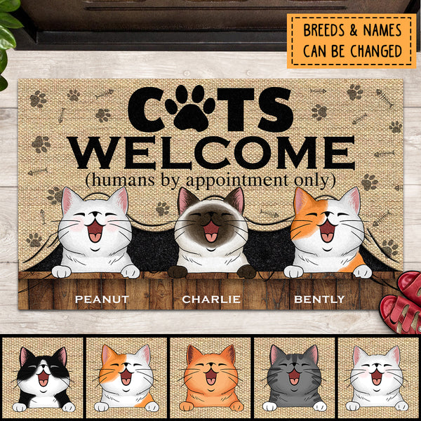 Pawzity Custom Doormat, Gifts For Cat Lovers, Cats Welcome Humans By Appointment Only Front Door Mat