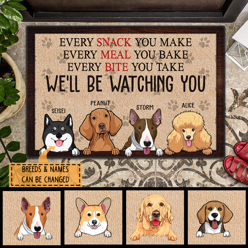 Pawzity Custom Doormat, Gifts For Dog Lovers, Every Snack You Make We'll Be Watching You Front Door Mat