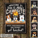 Pawzity Metal Camping Signs, Gifts For Dog Lovers, Welcome To Our Campsite Where Marshmallows And Friends Get Toasted