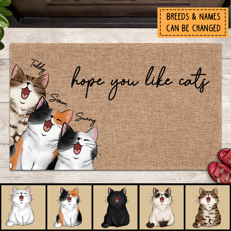 Pawzity Personalized Doormat, Gifts For Cat Lovers, Hope You Like Cat Front Door Mat