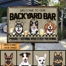 Pawzity Metal Backyard Bar Sign, Gifts For Dog Lovers, Proudly Serving Whatever You Bring Welcome Signs